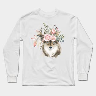 Blush Autumn Watercolor Florals Long Sleeve T-Shirt